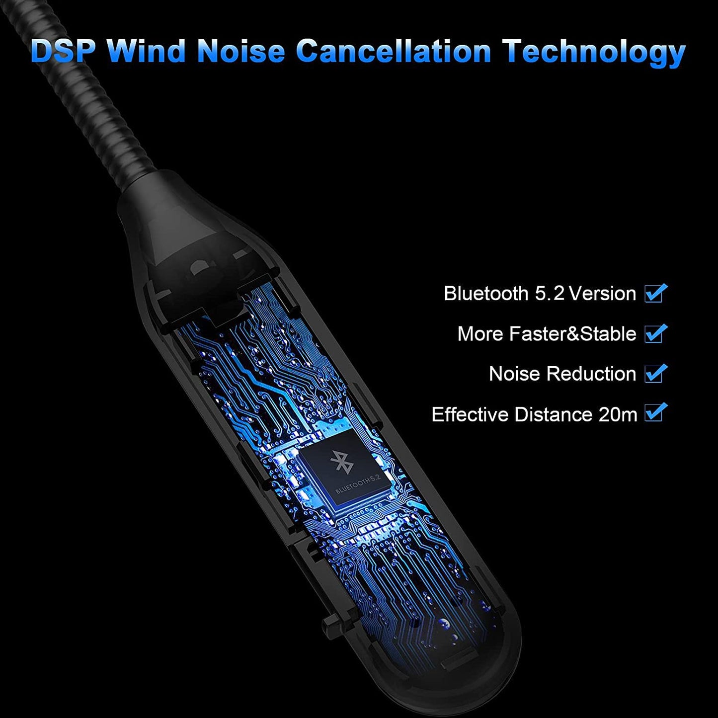 Motorcycle Bluetooth 5.2 headphones Outdoor Stereo Music and Voice microphone Soft Cable Headphones Motorcycle Helmet Intercom Headset Universal Helmet Audio System