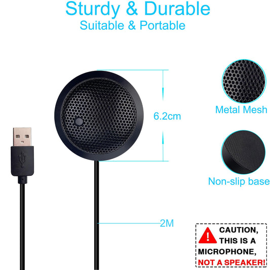 USB conference microphone, USB microphone for computer, 360° omnidirectional condenser PC laptop microphone with mute button for online meetings/classes, Zoom calls, chats, streaming, plug & play.