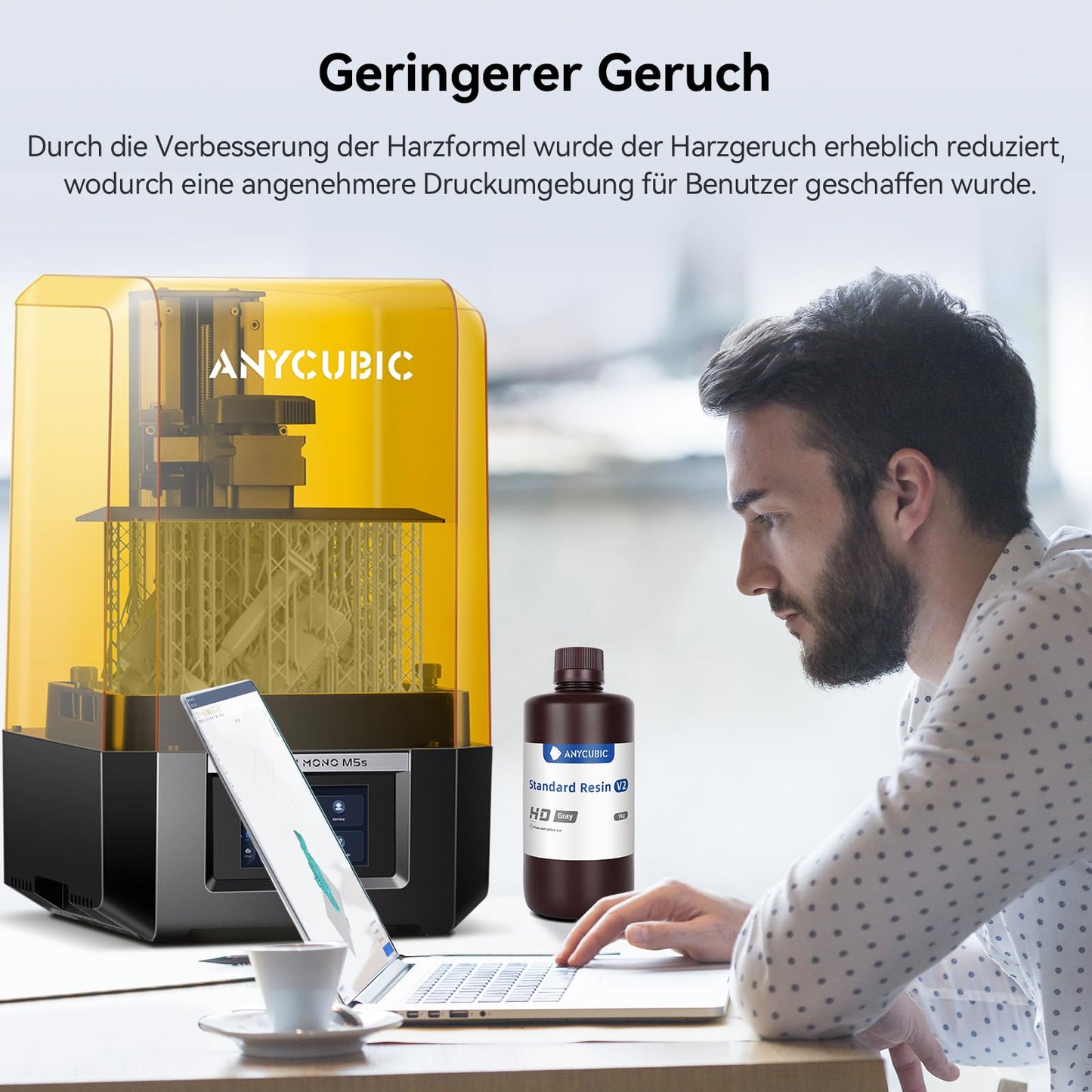 ANYCUBIC Standard Resin V2 1000g, 3D Printer Resin, 405nm LCD SLA Rapid UV Curing Resin, High Precision and Fast Photopolymer Resin for LCD/DLP/SLA 3D Printing, White
