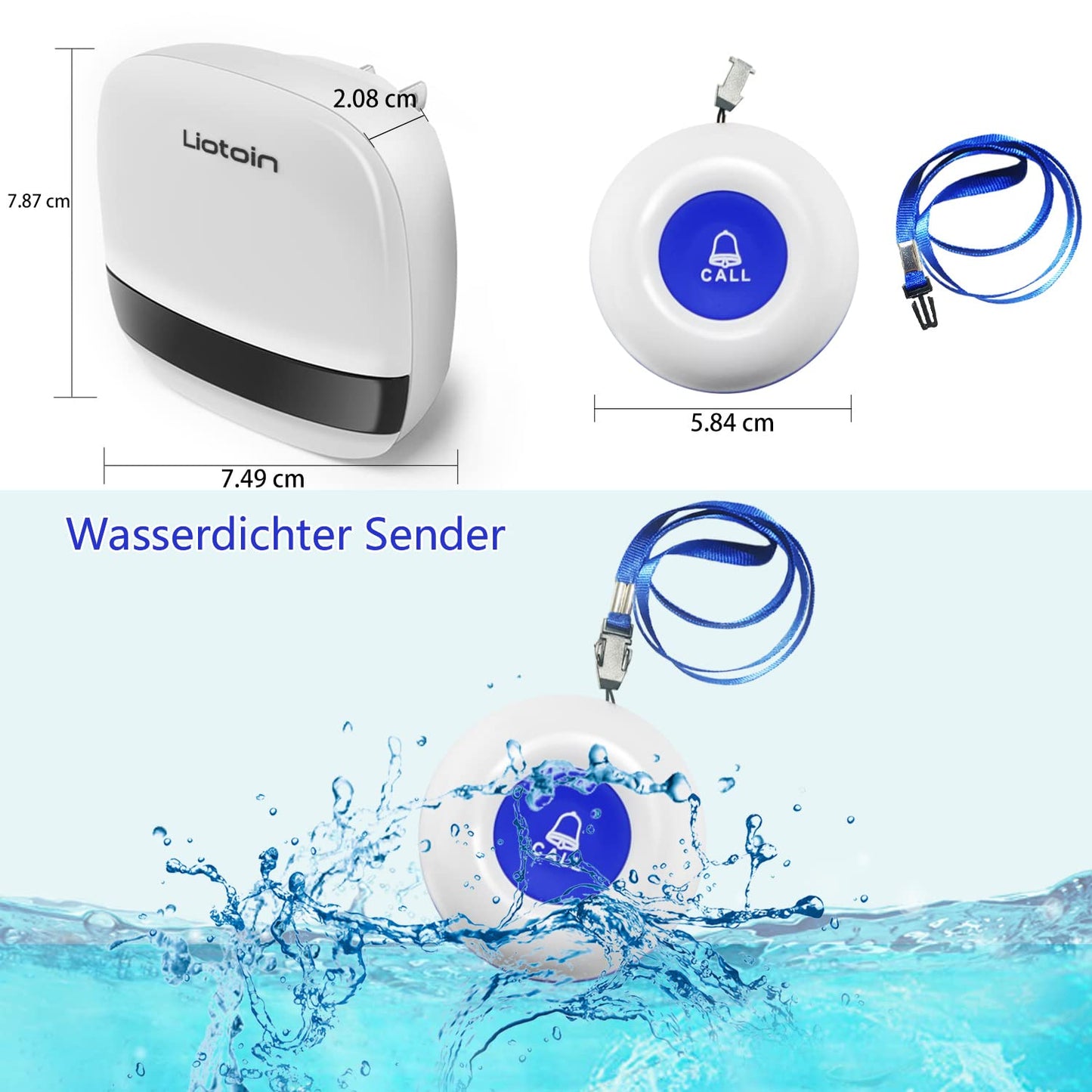 LIOTOIN Emergency Button for Seniors Emergency Alarm Wireless Home Care Senior SOS Alarm System Set 3 Senders 1 Receiver Nursing...