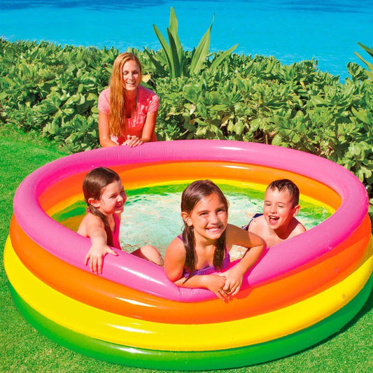 Intex 56441NP - Inflatable Pool Sunset Glow, Four Rings, Vinyl, Multicolored, 168x46 cm