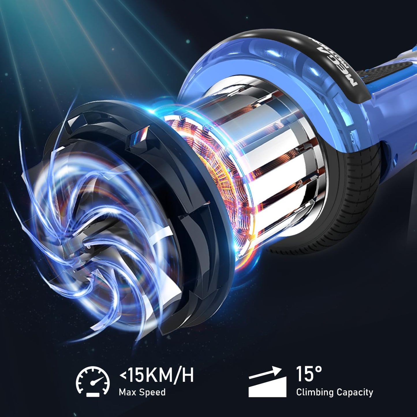 MEGA MOTION Hoverboards with Hoverkart for kids, 6.5 inch hoverboards with Bluetooth speaker, LED lights, perfect gift for kids and teens.
