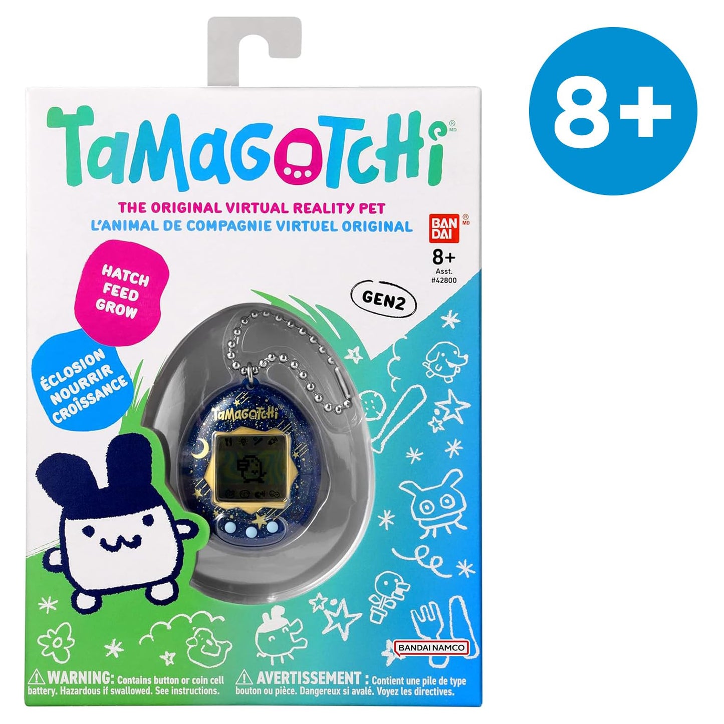 Bandai - Tamagotchi - Tamagotchi Original - Starry Night - Electronic virtual pet with color display, 3 buttons and games - Interactive pet in German - Kids' toy for ages 8 and up - 42970