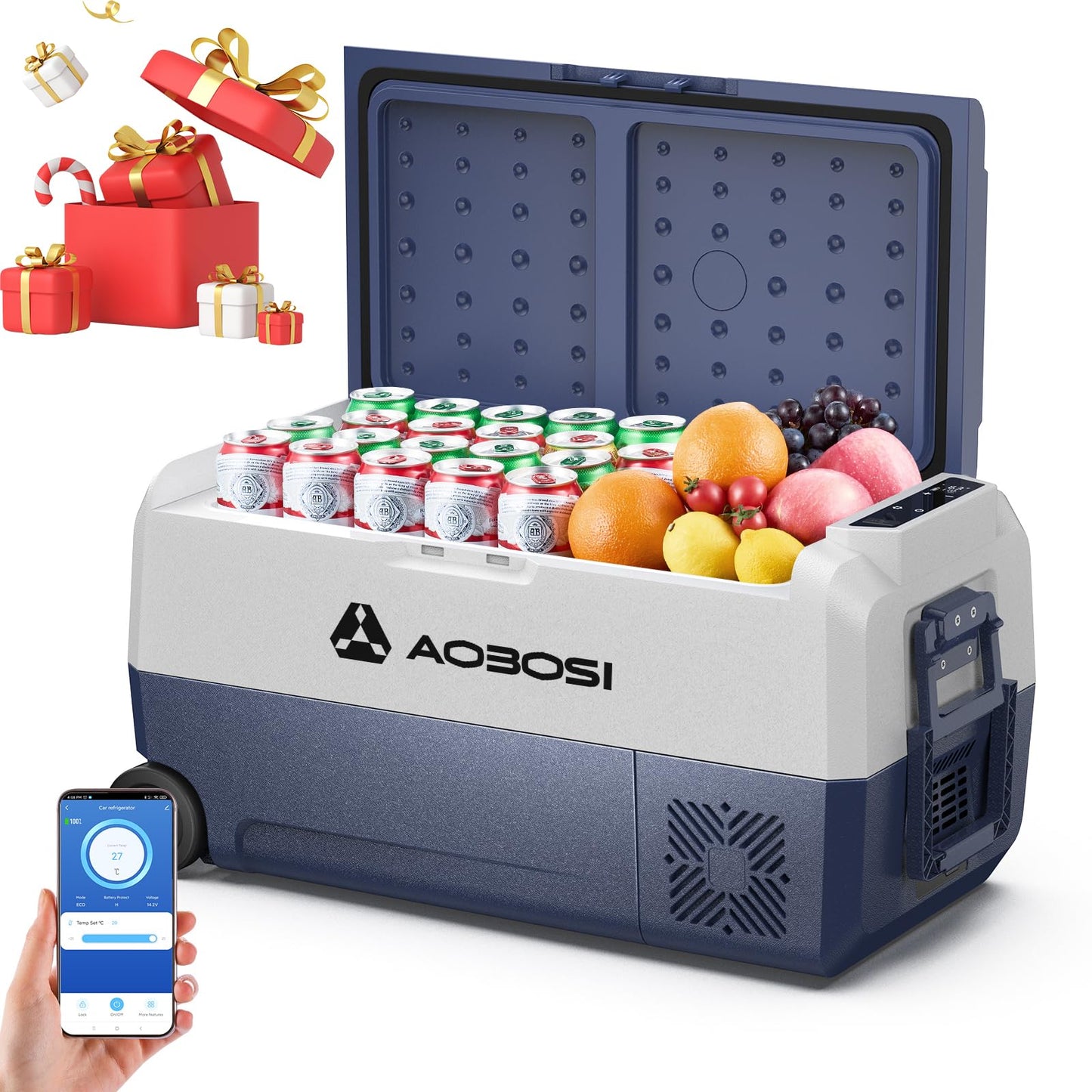 AAOBOSI Compressor Cool Box 36L, Car Fridge 12/24V and 100-240V Electric Cool Box, -20°C to 20°C compressor cool box for car, truck, boat, RV, camping, travel.