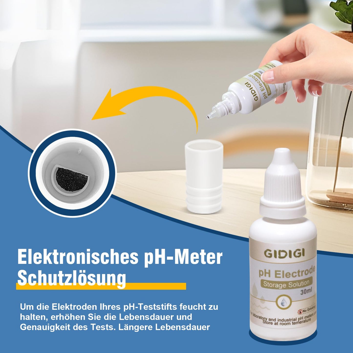 pH meter calibration solution kit, includes pH 4.00, 7.00, and pH electrode storage solution, pH calibration buffer solution 250 ml*2, pH probe storage solution 30 ml*1, pH tester accessories.