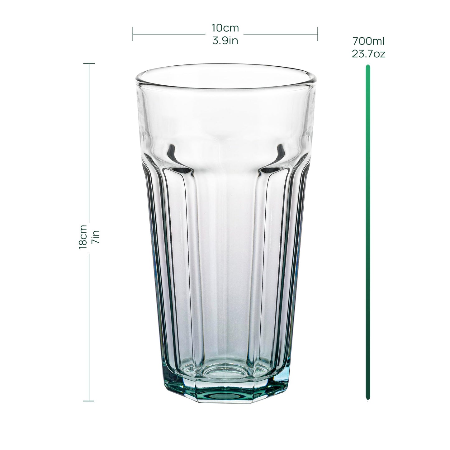 TREND FOR HOME Cocktail Glasses Large Drinking Glass Cuba Libre Glasses | 700 ml | Set of 6 | Cocktail Highball Water Glass Set XXL Tumblers Retro Design | GIGI Collection | WATERCOLOR OMBRE - Hand wash