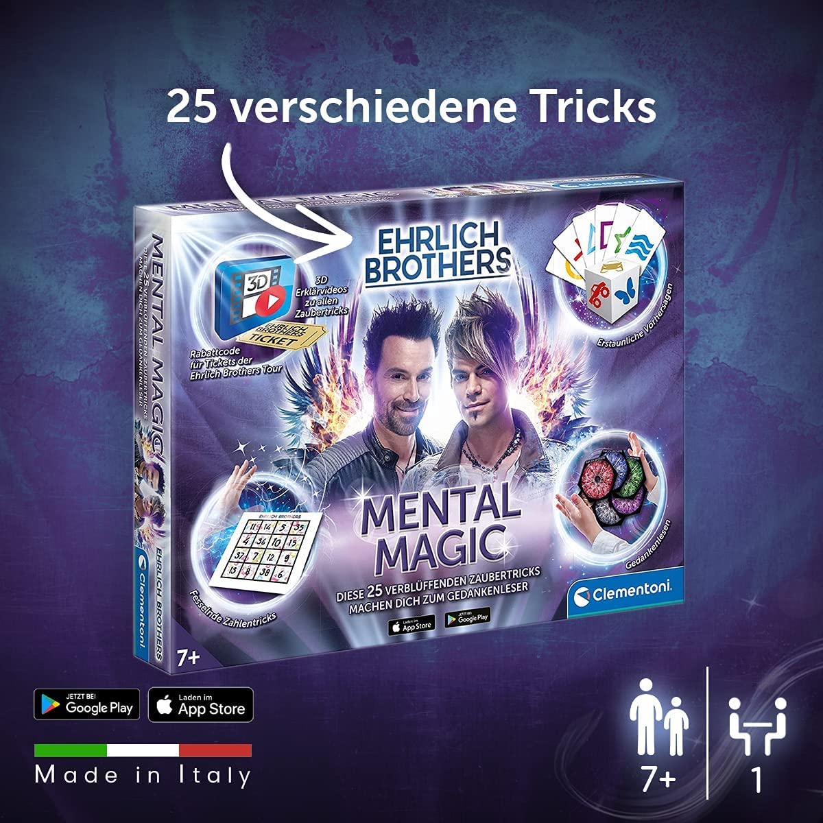 Clementoni Ehrlich Brothers Mental Magic - magic kit for kids aged 7 and up - includes magical instructions for amazing tricks and 3D tutorial videos 59182