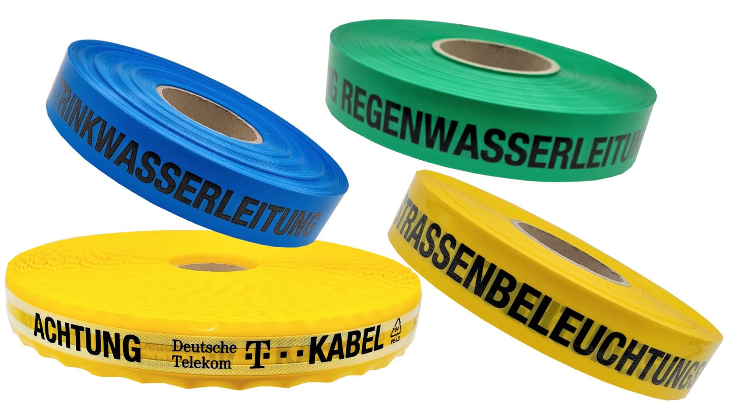 Bemango warning tape with wire insert Attention fiber optic cable 250m Width 40mm