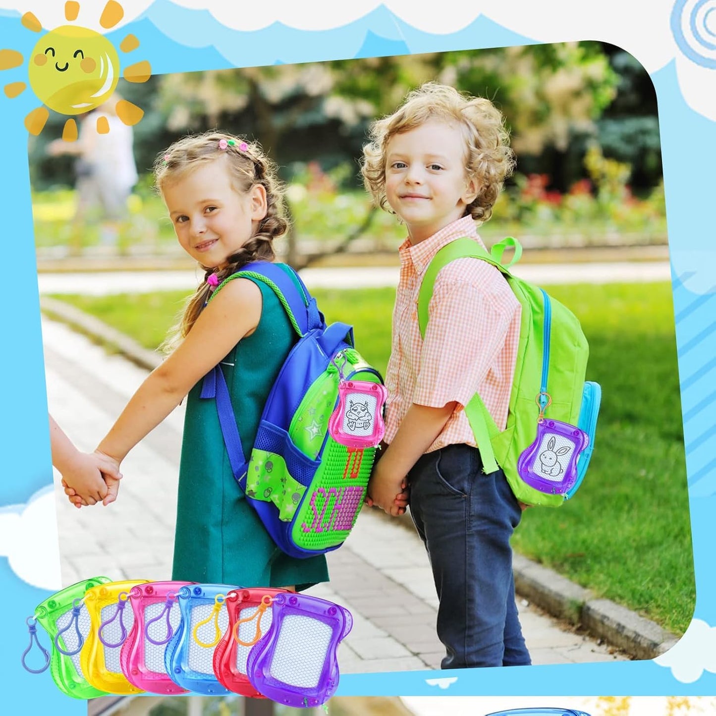 Piucrty Party favors Children's birthday Mini blackboard Magic drawing board Keychain Kids 12Pcs Useful goody bag little things Giveaways Raffle prizes Pinata filling Party activity