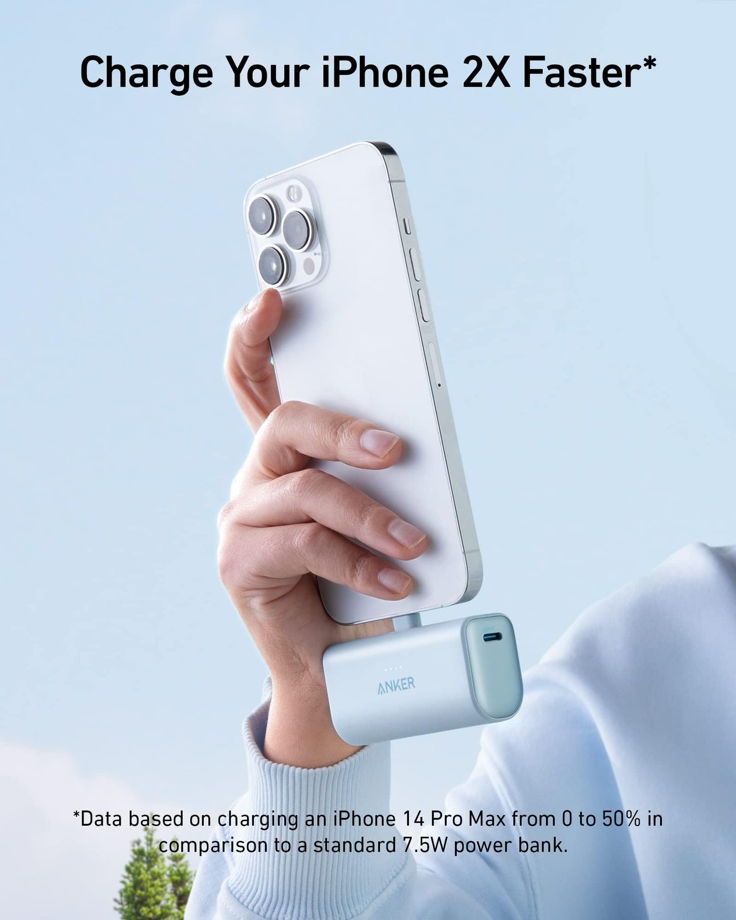 Anker 621 Powerbank with built-in Lightning connector, 5,000 mAh MFi-certified 12W external battery pack, compatible with iPhone 14/14 Pro/14 Plus/14 Pro Max, iPhone 13 and 12 series.