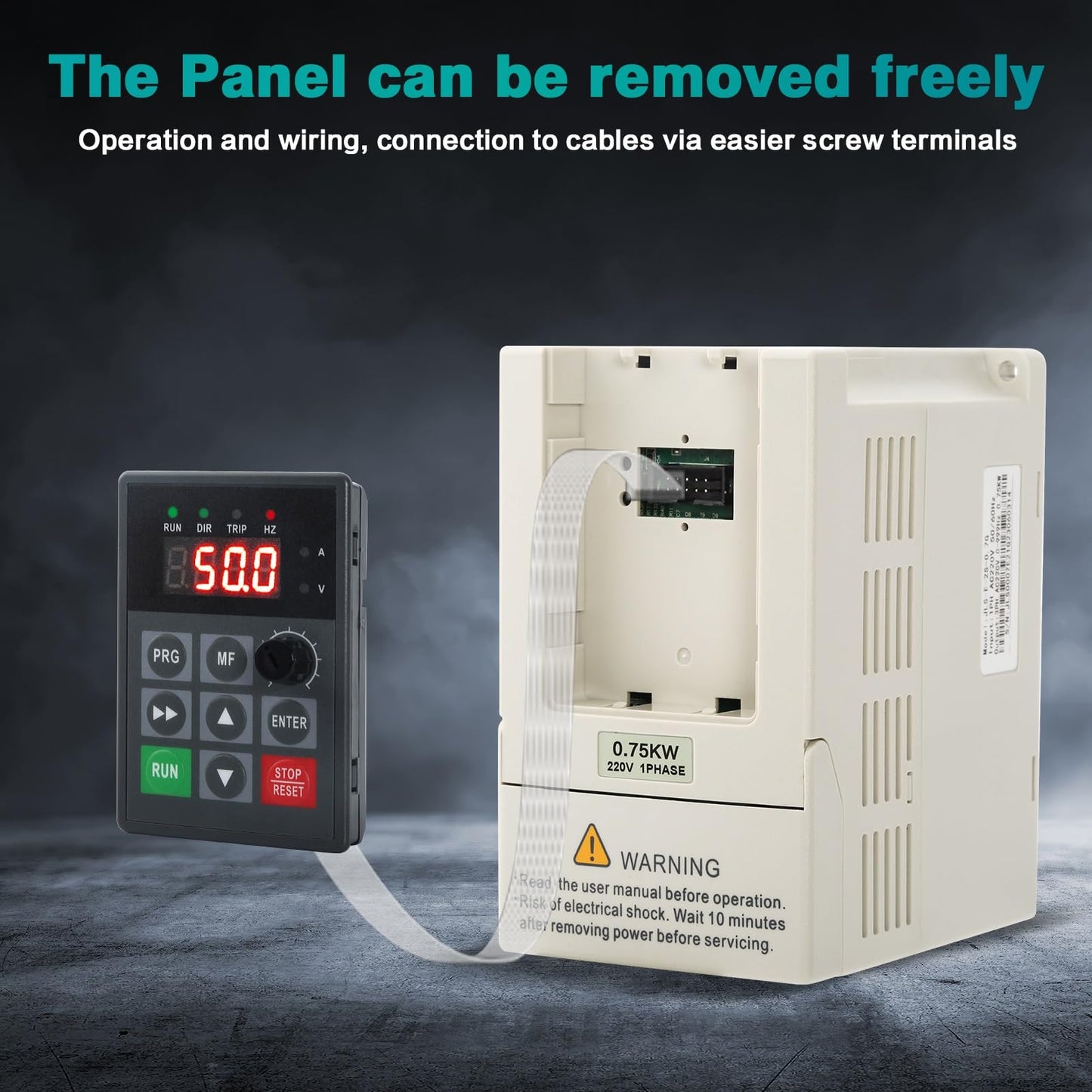 Ailao VFD Motor Speed Controller 230V 0.75KW Frequency Inverter 1 Phase Input 3 Phase Output CNC Numerical Control with 2M Extension Cable.