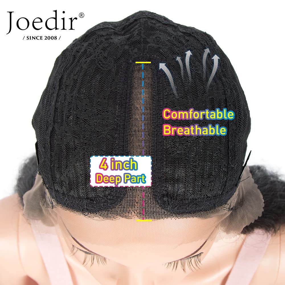Joedir Lace Front Wigs 76CM long wavy synthetic wig deep part HD transparent lace with baby hair for women 130% density wigs (black)