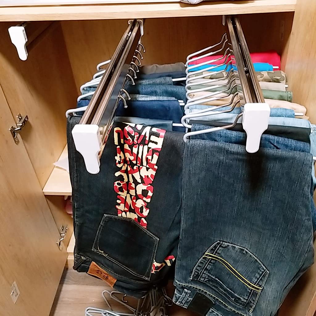 Pull-out clothes rail for pulling out the hangers, adjustable wardrobe clothes rail (700mm)