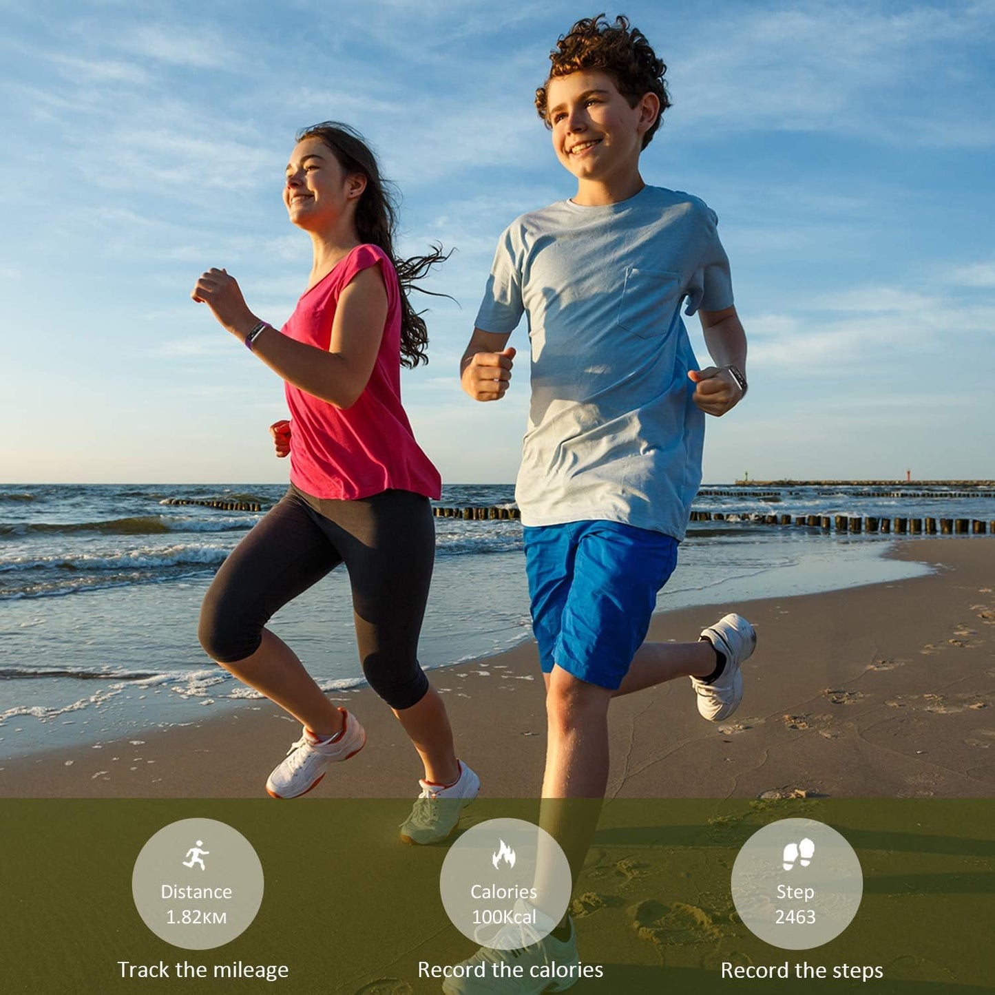 BIGGERFIVE Fitness Tracker Watch for Kids, Pedometer Watch with Calorie Counter and Sleep Monitor, Waterproof Activity Tracker Wrist Watch with Vibration Alarm.