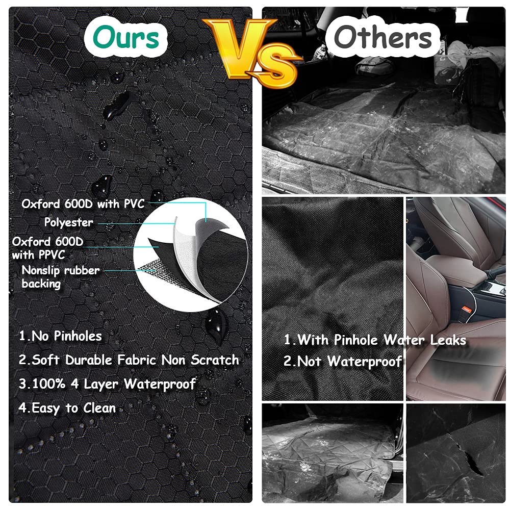 ANOSOSPECIAL Gray Dog Car Seat Cover for Back Seat, Pet-friendly and waterproof, universal fit, interior protection for car, van, SUV - perfect for kids and pets.