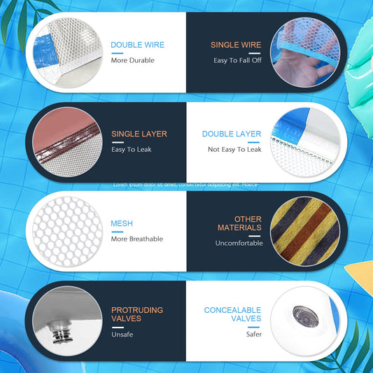 Inflatable pool water hammock for adults with net accessory. Fun swim seat hammock inflatable toy for 2 people. Perfect for ocean, beach, or lake.
