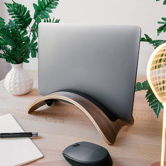 Calibri laptop stand notebook stand - wooden holder with 3 silicone inserts for MacBook Air/Pro/Pro Retina/Tablet iPad - walnut wood