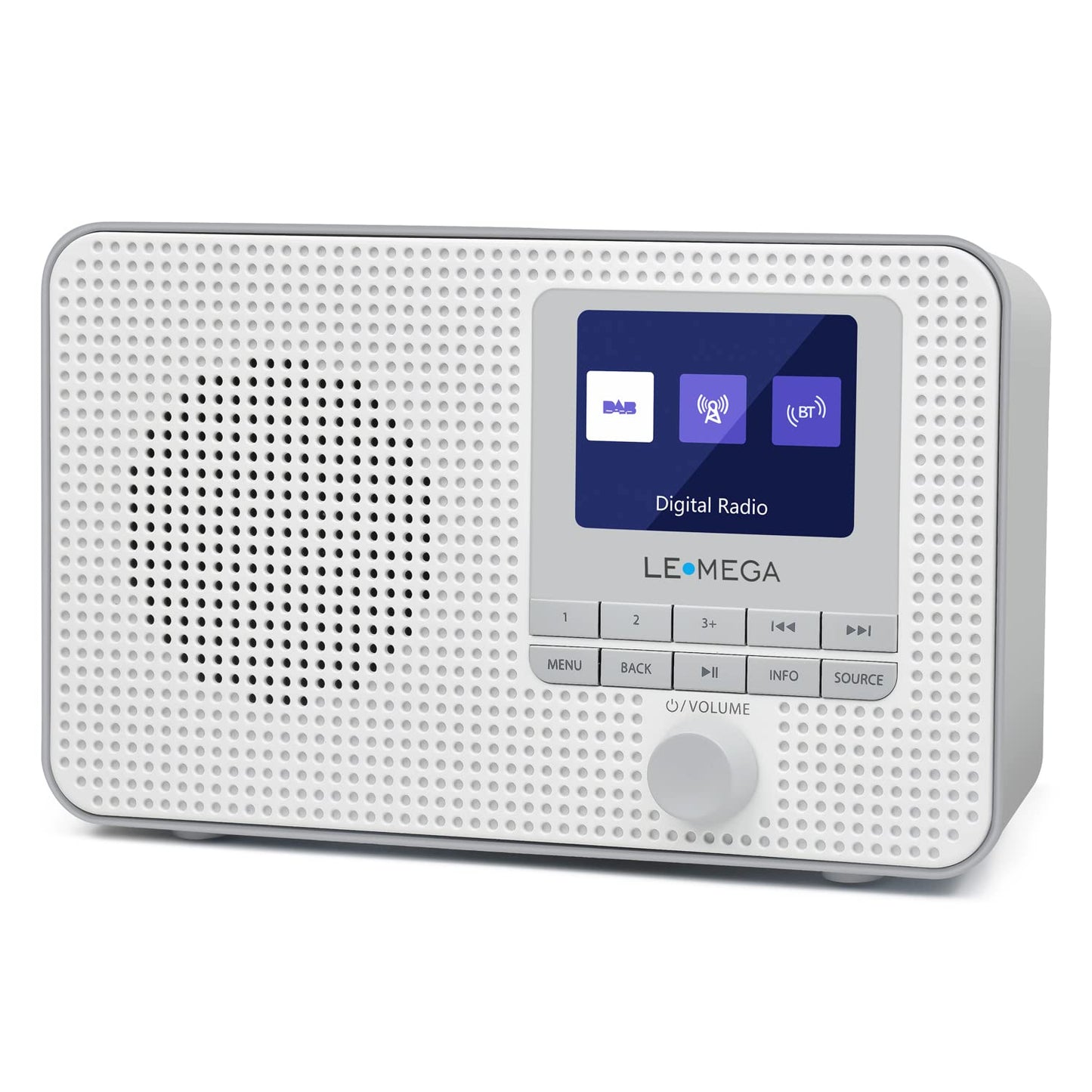 LEMEGA DR3 Portable DAB Plus/FM Digital Radio Battery Powered, Bluetooth Office Radio, Headphone Jack, Favorite Memory, Dual Alarm Clock, TFT Display, Small, 3 Watt RMS - Gray