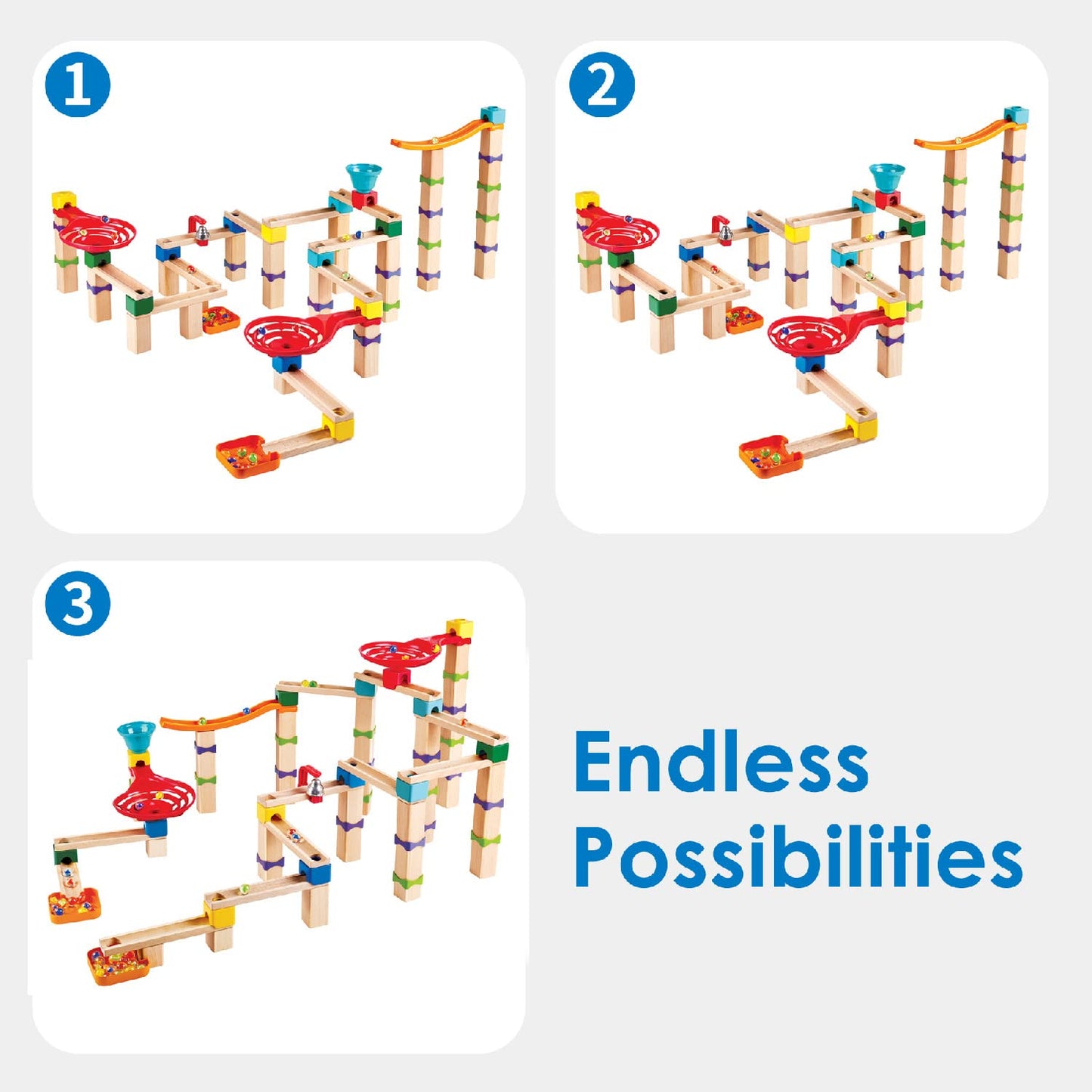 Hape Marble Run, construction toy made of FSC wood, ball track for ages 3 and up, $110.