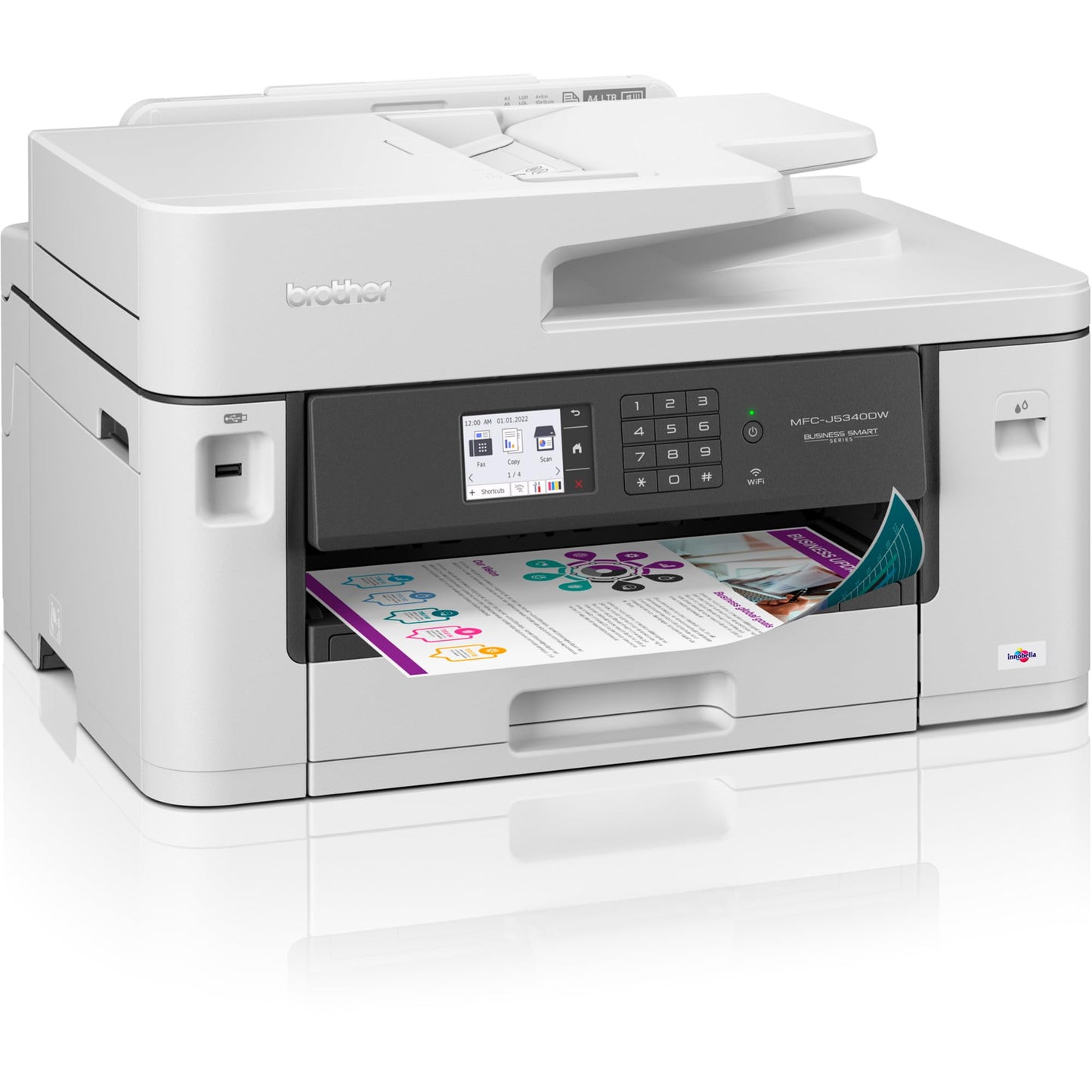 Brother MFC-J5340DWE EcoPro 4-in-1 Color Inkjet Multifunction Printer (250-sheet paper tray, printer, scanner, copier, fax), light gray