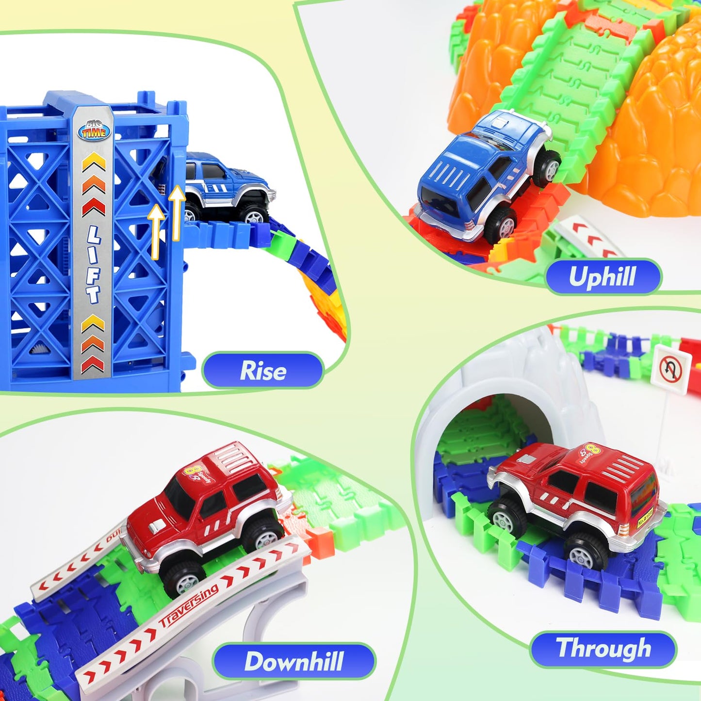 Racing track children's toy for ages 3-5 with 2 toy cars, 309-piece car track raceway for boys ages 3-7, racing gift for boys and girls ages 3-5, 505cm length race track.