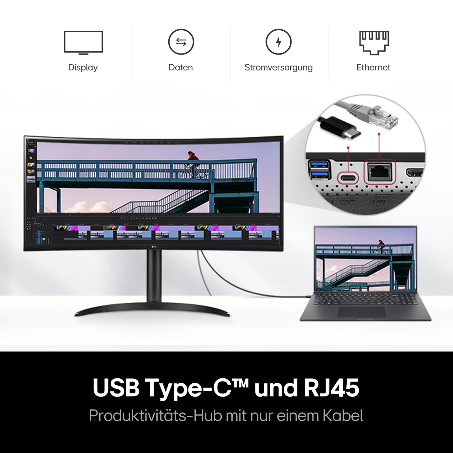LG Electronics 34WQ75X-B.AEU IPS 21:9 UltraWide Monitor 34" (86.72 cm), TFT-LCD Active Matrix with White LED Backlight, Anti-Glare, Black