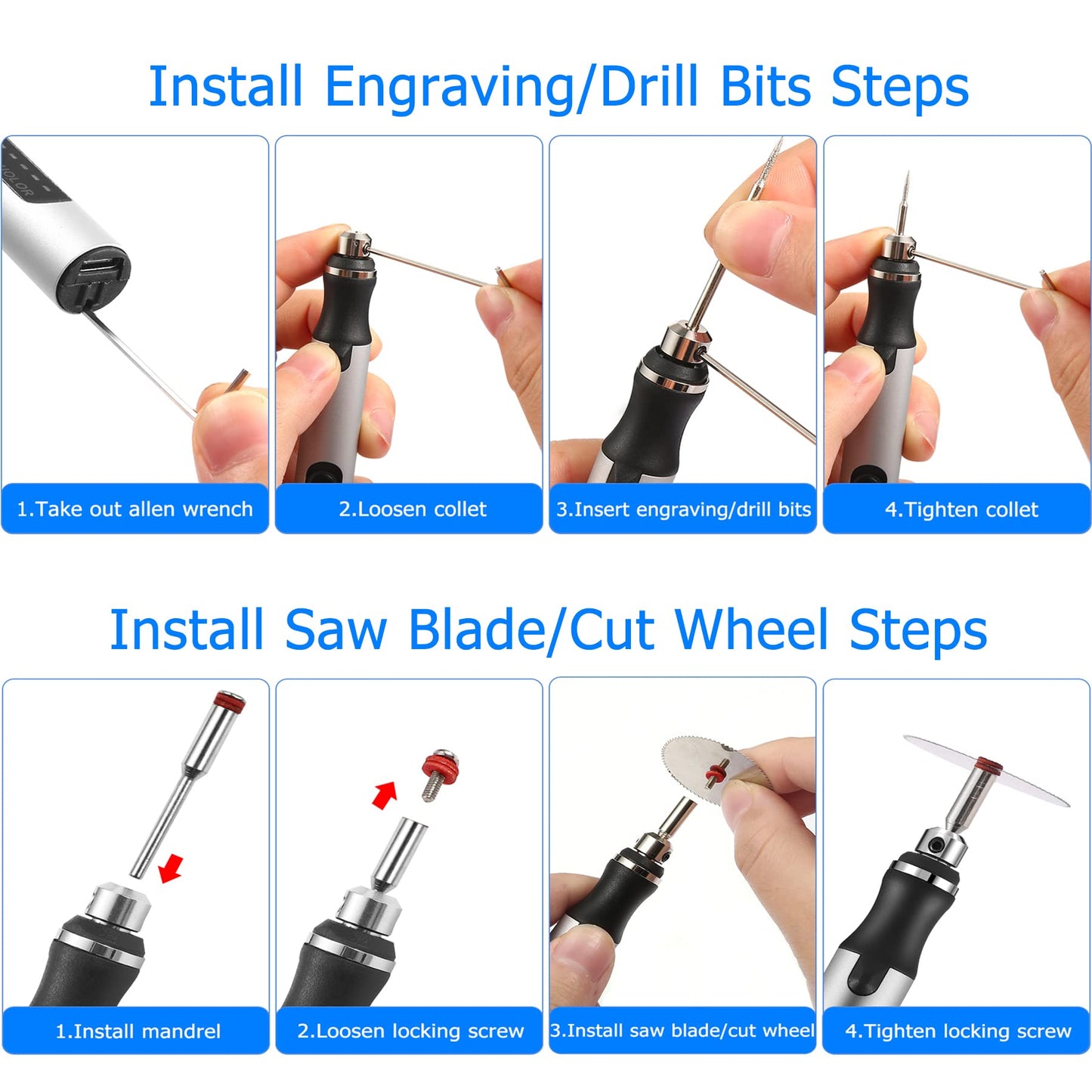 Uolor Wireless USB Rechargeable Engraving Tool Kit, Electric Mini Engraver Engraving Tool, Portable Engraver Engraving Pen Multifunction Tool for Jewelry Glass Wood Plastic Metal Stone