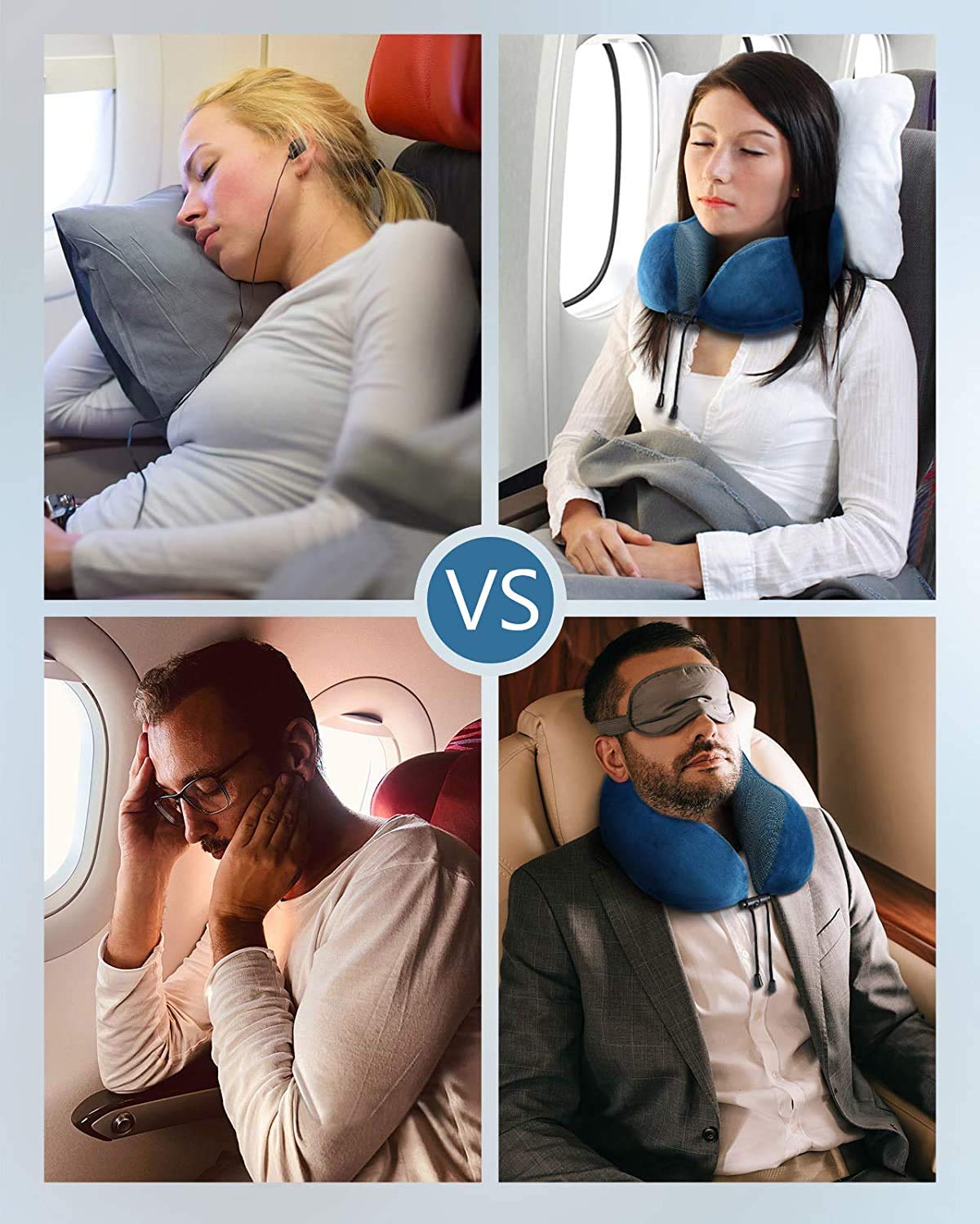 HOMIEE Travel Neck Pillow, Orthopedic Memory Foam Neck Pillow for Sleeping, Ergonomic Neck Support Pillow made with the Best Memory Foam for optimal comfort.