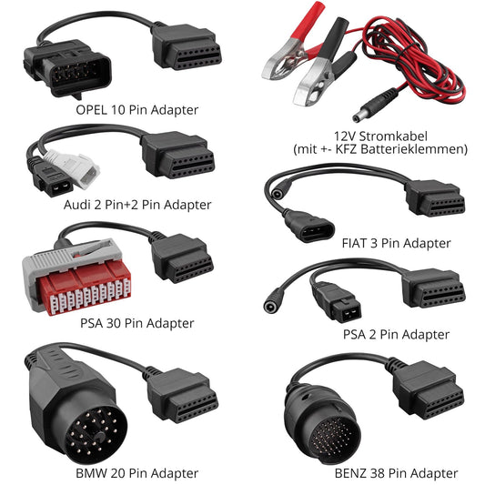 AUTOUTLET 8pc Adapter Set, Universal Car OBD2 OBD1 Diagnostic Device Adapter Cable set, Diagnostic Adapter Cable OBD diagnostic adapter compatible with VW Audi BMW Opel, for AutoCom Delphi CDP+ DS150Er