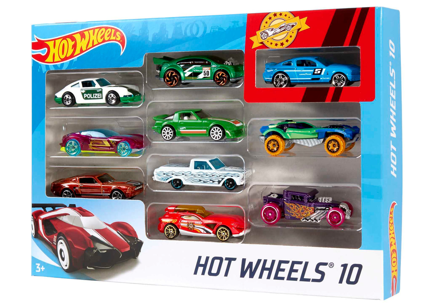 Hot Wheels Exclusive Combo Deal: GJL14 City Robot Rex Megacity Parking Garage with Toy Dinosaur including 2 toy cars + Hot Wheels 54886 1:64 Die-Cast Car Gift Set, 10 Pack