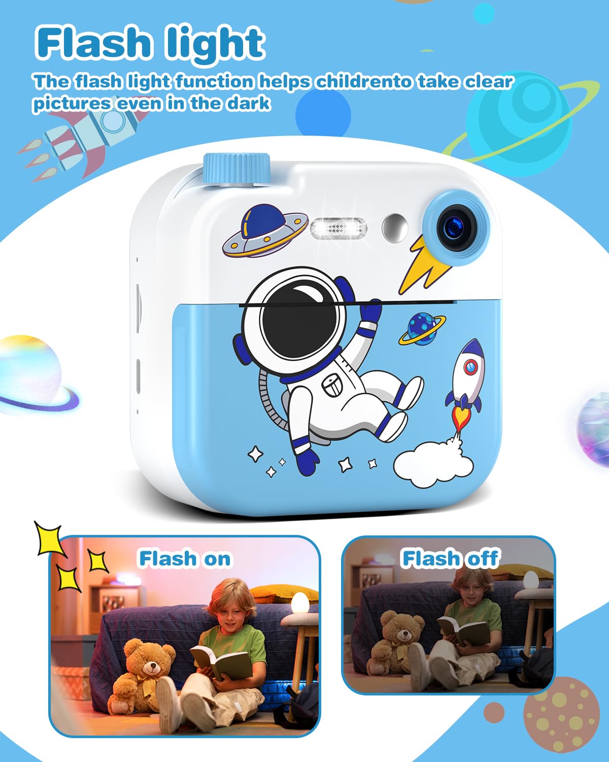 GREENKINDER Instant Camera for Kids, 2.4 Inch Screen Kids Camera with 32G Card & Printing Paper & Colorful Pens, Instant Camera Black and White Photo Camera, Gift for Kids 3-12 Years