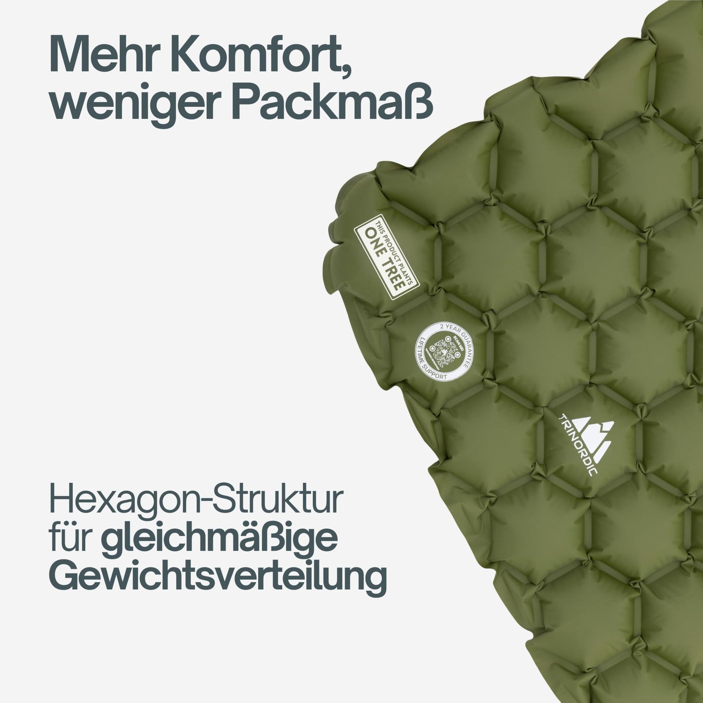 TRINORDIC 550g Ultralight Inflatable Sleeping Pad - With Inflatable Pillow - Camping Mattress with Small Pack Size for Outdoor, Camping, Hiking & Bikepacking