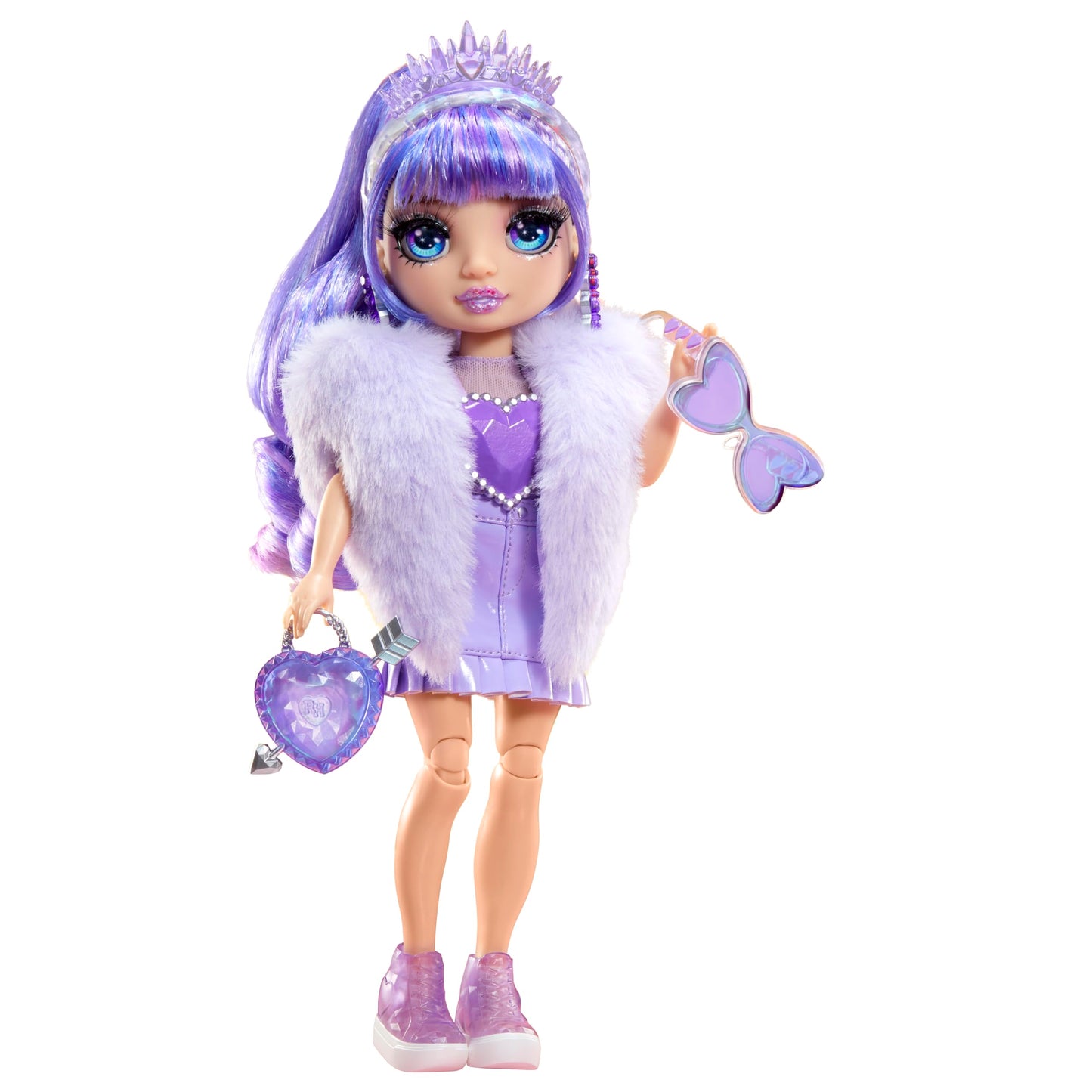Rainbow High Creative Crystals Violet - Purple 11 inch fashion doll with Make It Kit for crystal accessories, ring for you, crafting, resin playset, gift for kids ages 8, Not EDIBLE.