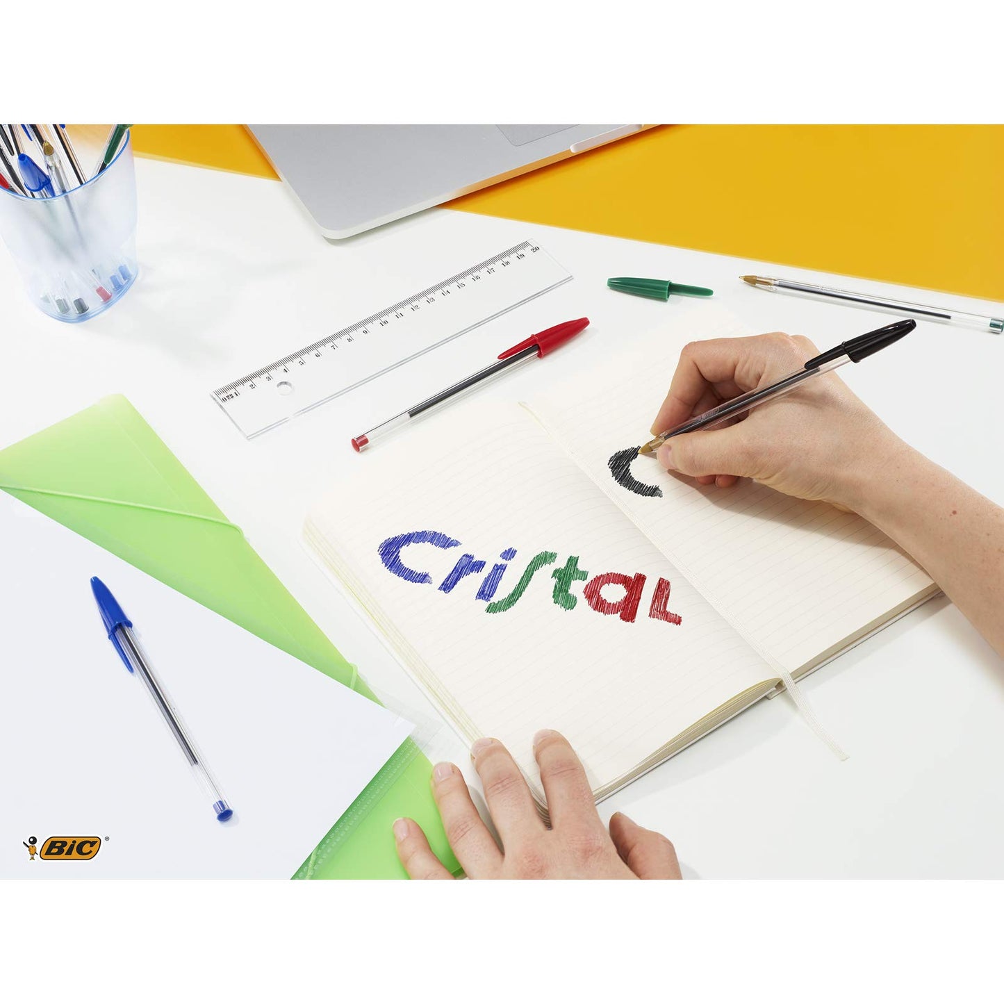 BIC Ballpoint Pen Set Cristal Original, in Blue, Line width 0.4 mm, 100 pack, Perfect for the office, home office, or school.