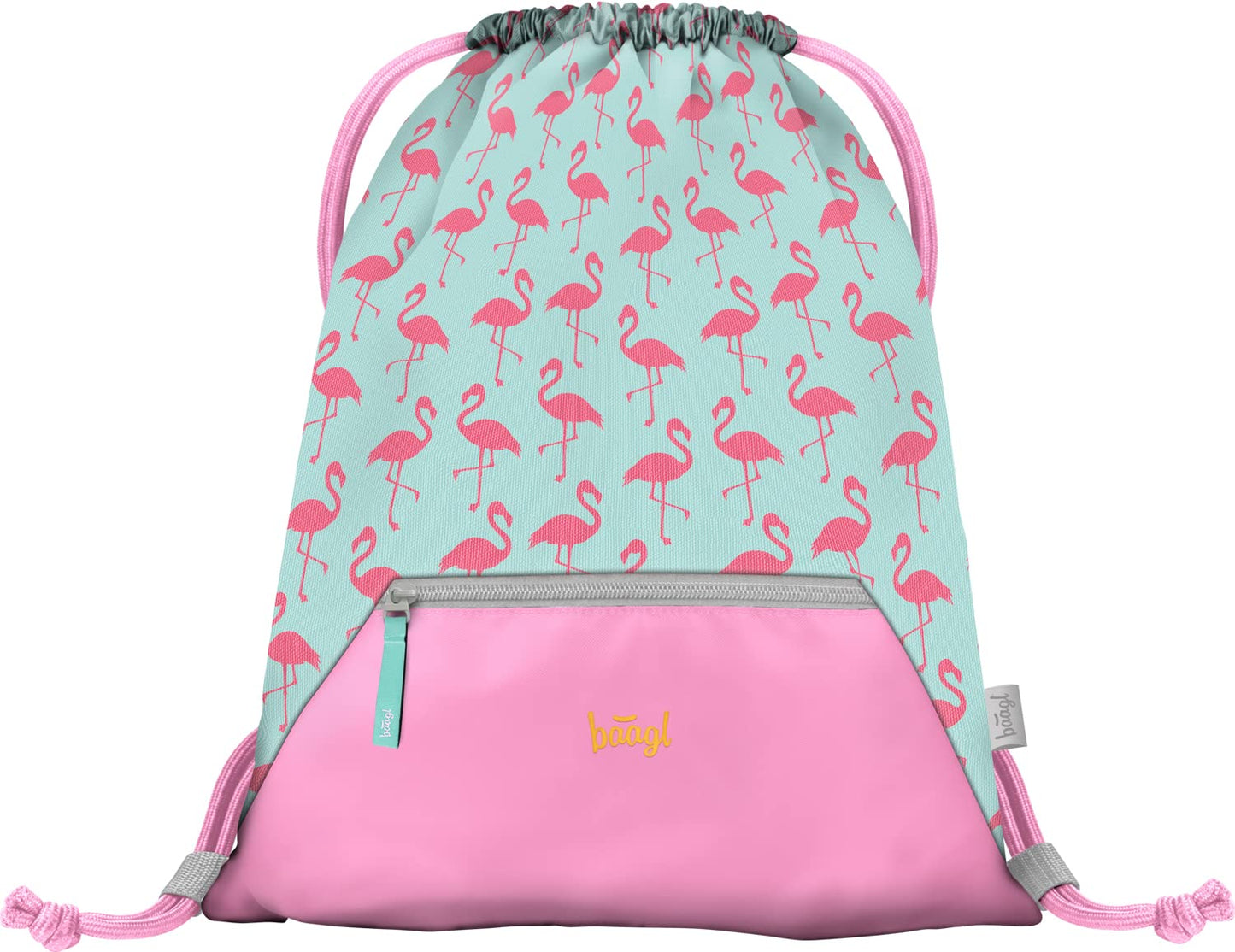 Baagl School Bag Set for Girls 5 Pieces - School Bag from 1st Grade - Elementary School Backpack with Chest Strap - Ergonomic School Backpack (Flamingo)