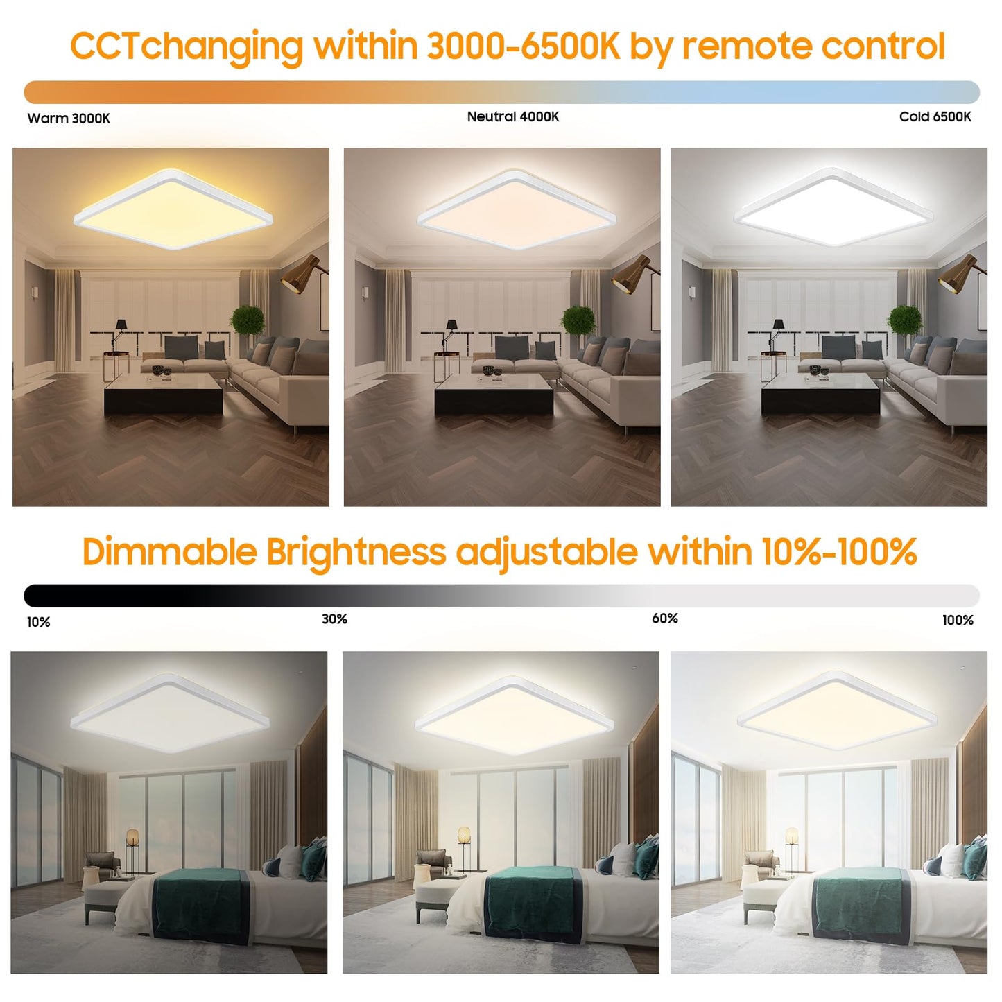 CheDux Alexa Smart Ceiling Light, 24W 3200LM Ceiling Light WiFi Dimmable Ceiling Lamp Colour Changing Controllable via App, Voice Control Compatible with Google Home, for Bathroom, Balcony, Hallway