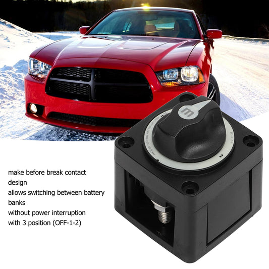 Aramox Battery Switch, 300A Battery Selector Switch, Sturdy 3-Position Marine Battery Disconnect Switch for RV Boats