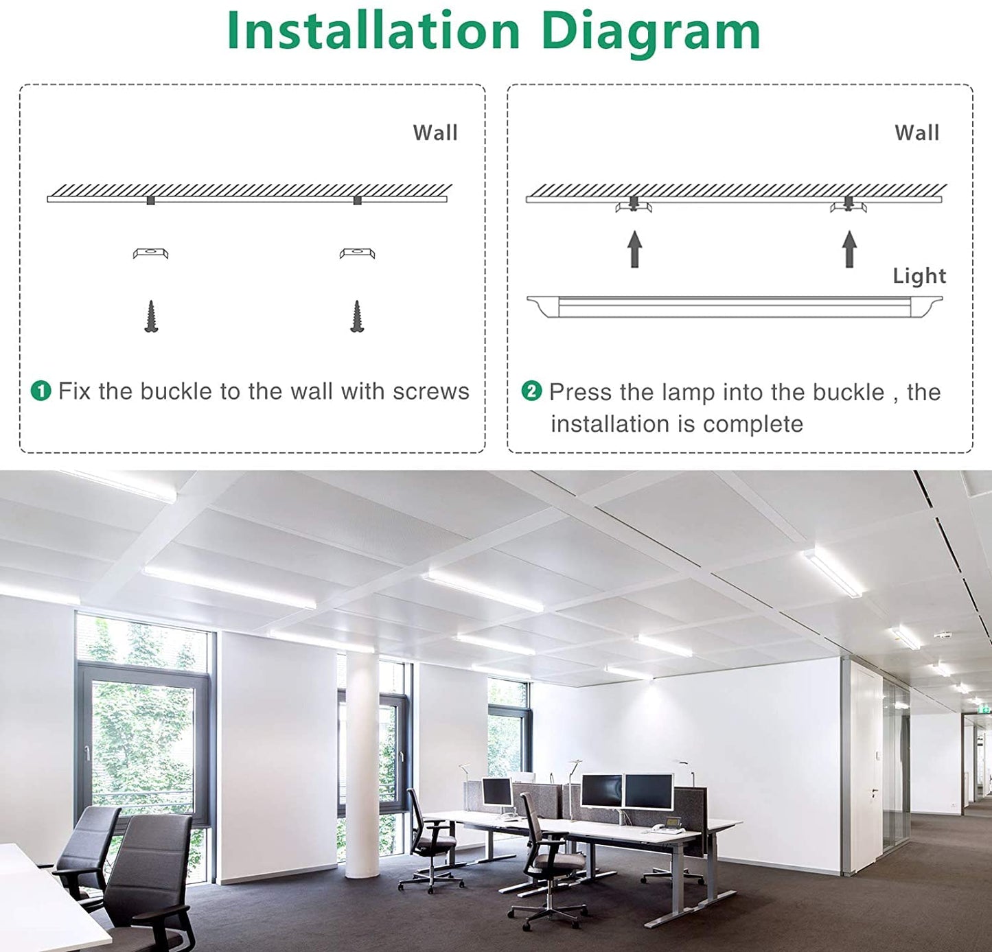 8pcs Waterproof LED Light, 30W LED Ceiling Light Fluorescent Lamp, 6500K 3000LM Bathroom Lamp, LED Light Bar for Garage Warehouse Workshop Bathroom Office Basement Shop, Cool White LED Ceiling Light
