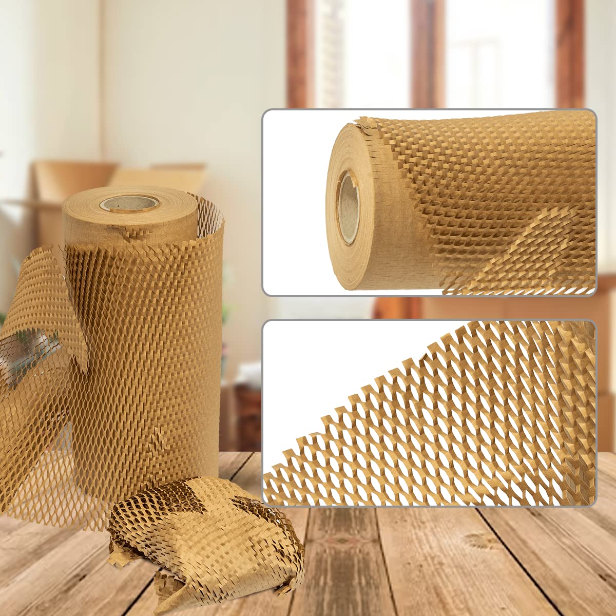 OliveBird honeycomb paper packaging paper 50cmx250 meters (125m²) Packaging material paper roll Fill material packaging roll Kraft paper for moving Shipping packaging Gifts