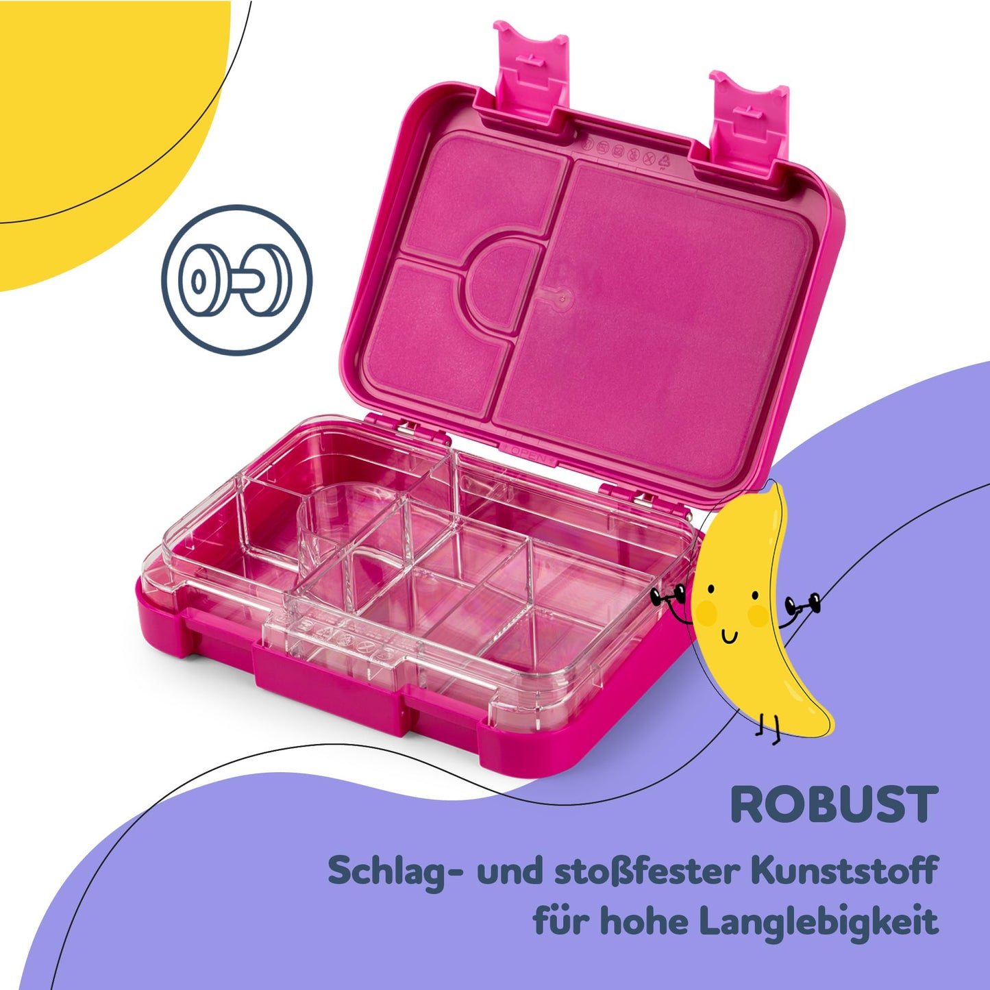 smack treat Junior lunch box for children with compartments | BPA free children's lunch box | Bento box for children | bread box | snack box | perfect for school, kindergarten & on the go (purple)