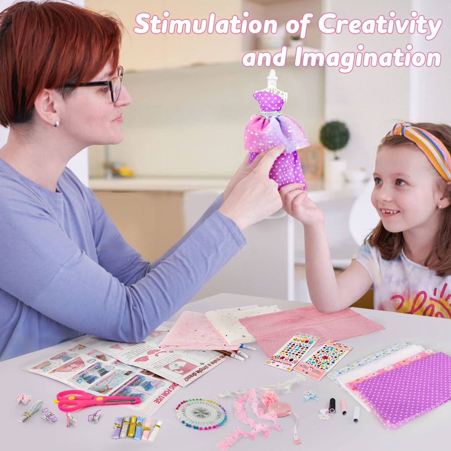 Sanlebi sewing kit for kids aged 8, 9, 10 years, fashion design craft set with fabric, mannequins crafting gifts for girls 8 years +
