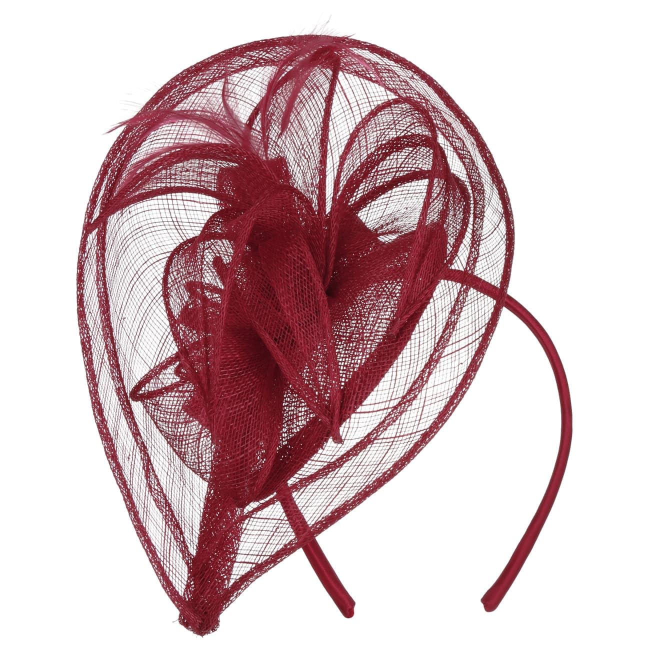 Seeberger Viadina Fascinator with feathers occasion hat straw hat women - summer spring-summer - One Size dark red