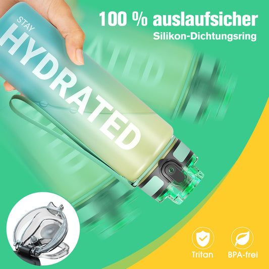 Sahara Sailor Water Bottle, Sports Water Bottle, BPA-free Tritan, 1L/500ML/750ML Leak-proof Sports Bottle for Bike, Camping, Yoga, Gym (1 Bottle)