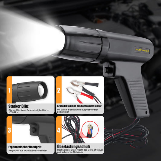 Automotive Timing Light 12V, Inductive ignition timing light gun for 2&4-stroke gasoline engine for old classic car motorcycle