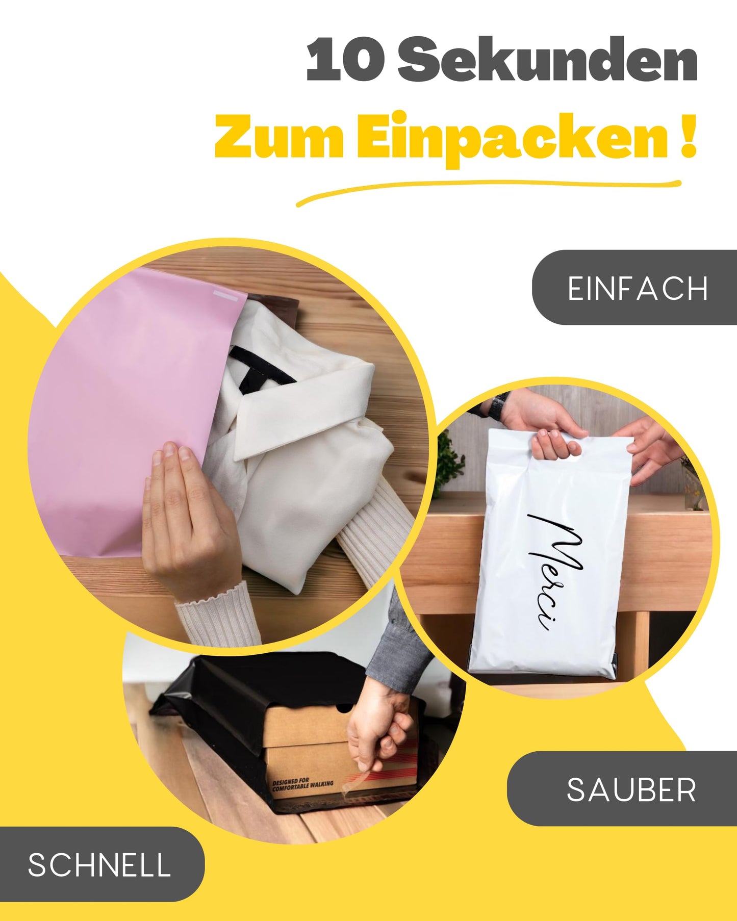 EMBALLAX - 60 shipping bags merchandise shipment - 3 sizes S/M/L - OPAQUE/RESISTANT/WATERPROOF - Shipping bags for clothing - Envelope for boxes - Shipping pouches - Mailer bag - Thank you