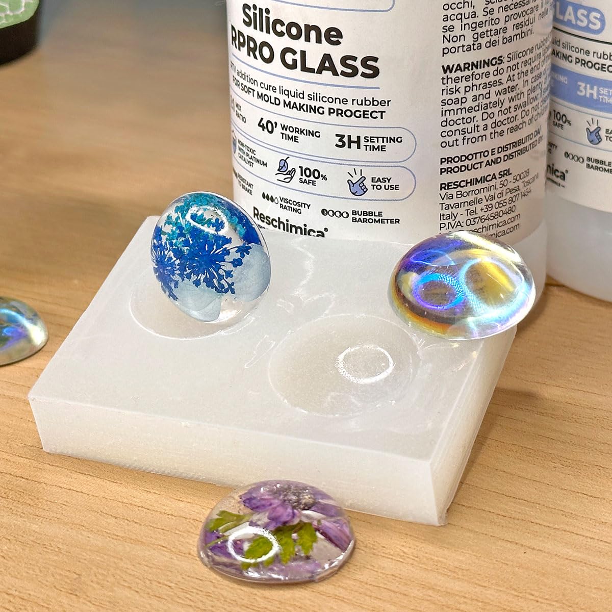 Liquid silicone rubber 1:1 R PRO GLASS, soft molding silicone, non-toxic and safe duplicating silicone for making silicone molds. Ideal for DIY resin molds, silicone molds. (1 kg)