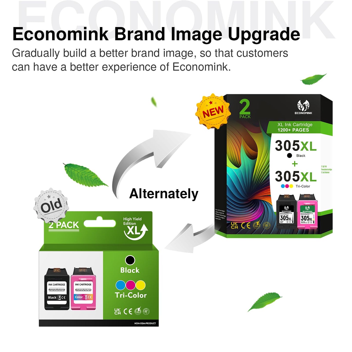305 XL printer cartridges Black and Color Replacement for HP 305 printer cartridges 305XL for HP Deskjet 2820e 2810e 2720e 2700 4220e 4120e 2710e Plus 4120 4110 Envy 6020e 6420e 6020 6032e 6400e (2-Pack)