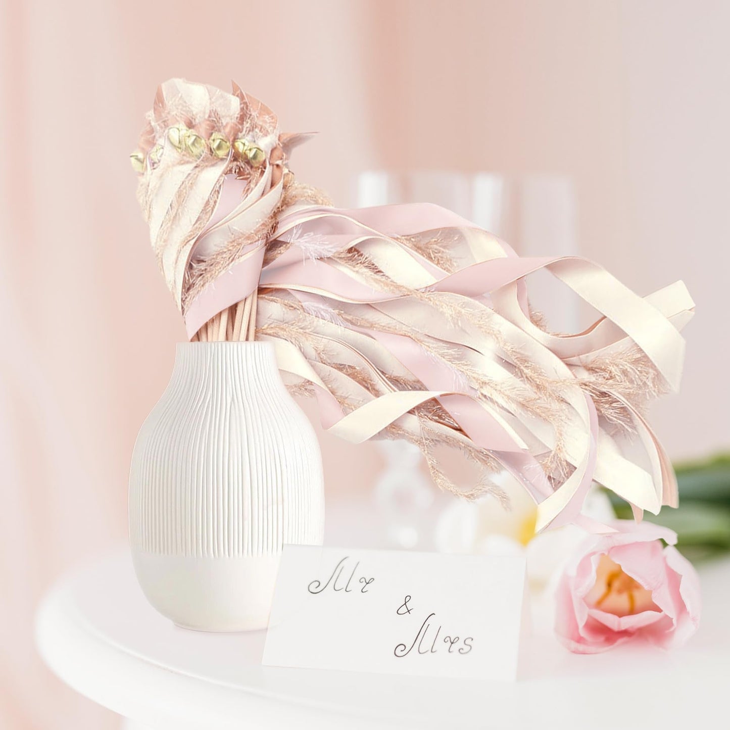 50 wedding wands magic wands wedding streamers with bells, trellis wedding for weddings, birthdays, holiday parties used