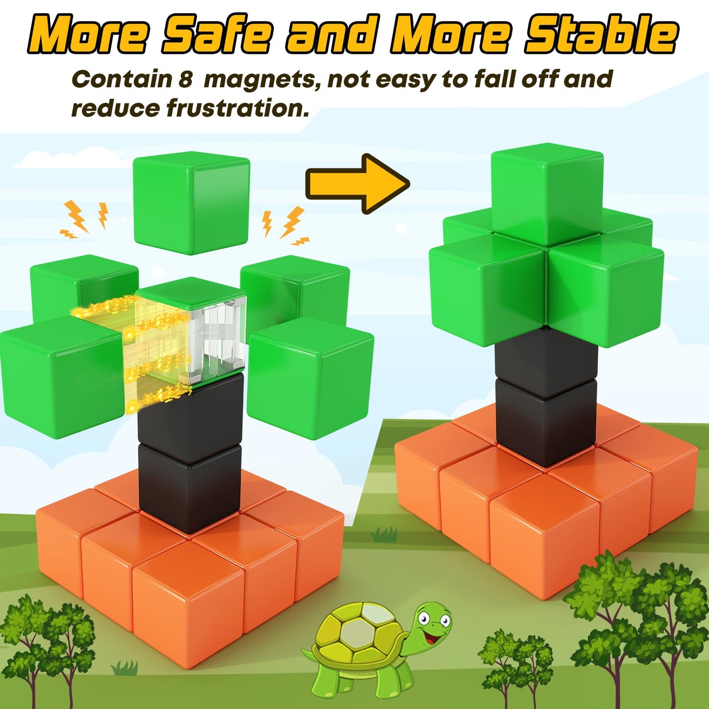 Toylogy Magnetic Building Blocks for toddler toys, Pure Magnetic World Edition Toys for Sensorial STEM Education Preschool Magnet Toys for 3 4 5 6 Year Old Boys and Girls