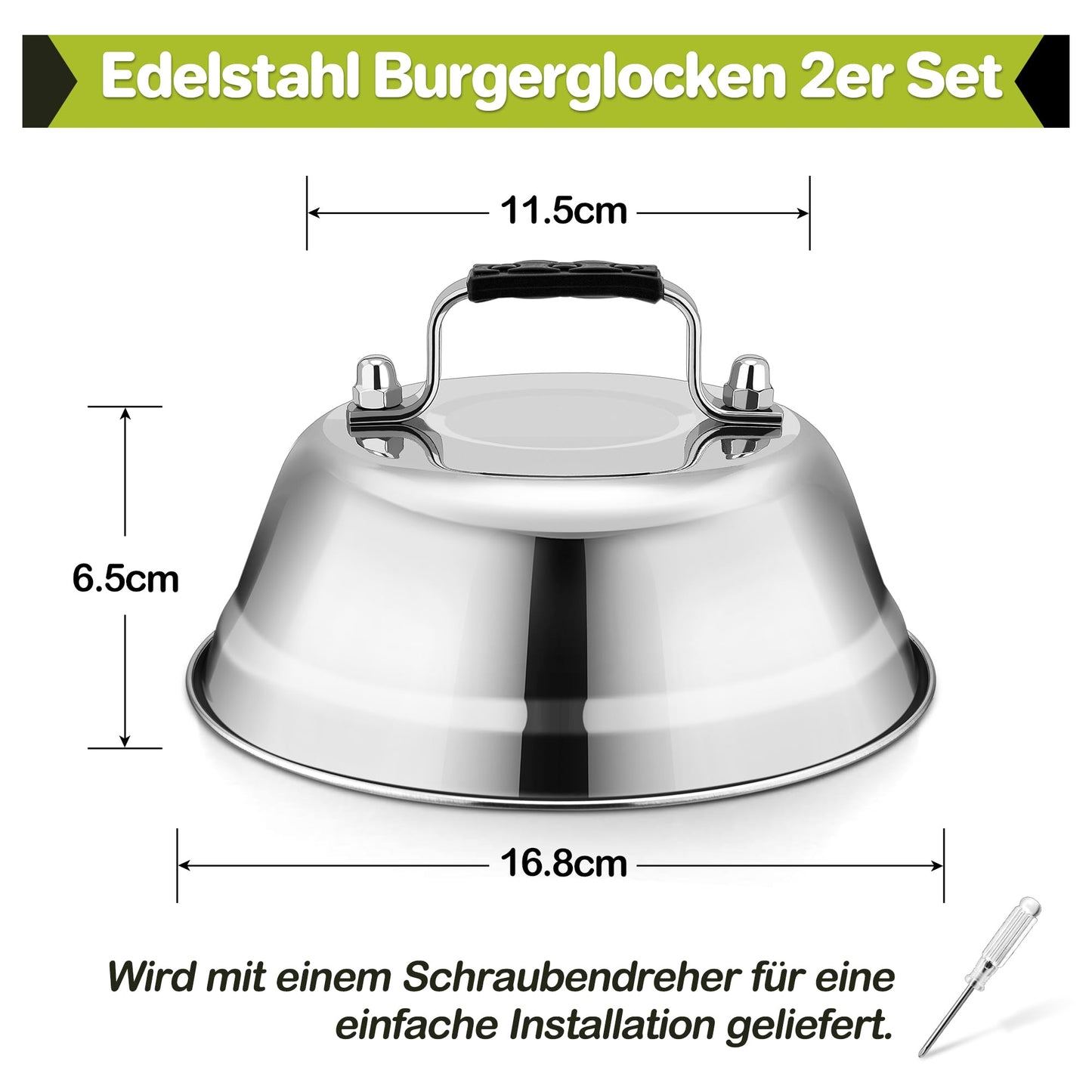 HaWare Burger Press, Set of 4 Stainless Steel Burger Press with Rubber Handle, Burger Smash Press for Grill, Steak, Cheese, Teppanyaki, Indoor & Outdoor, Dishwasher Safe - 16.8 x 6 cm